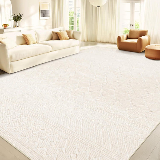 Area Rugs Vintage Rug: Large Washable Living Room Rug Retro Medallion Distressed Rugs Soft Low Pile Non-Slip Indoor Floor Carpet for Bedroom Kitchen Nursery Dining Table Office (Beige')