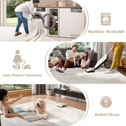 Area Rug  Washable Rug, Vintage Boho Medallion Rugs Non-Slip Soft Low Pile Large Distressed Rug Indoor Retro Carpet for Living Room Bedroom Dining Room Office Children's Room(Beige)