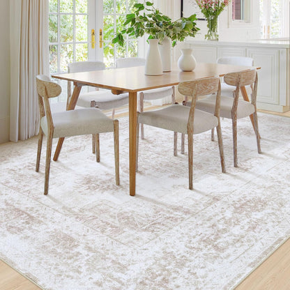 pmtsns Area Rugs 8x10 for Living Room: Washable Rug Modern Abstract Neutral Soft Non-Slip Low-Pile Indoor Large Carpet for Bedroom Dining Room Playroom Home Office (Beige, 8'x10')