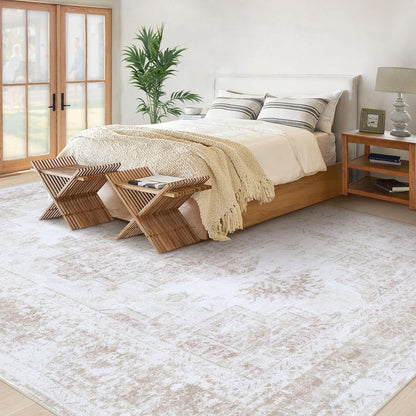 pmtsns Area Rugs 8x10 for Living Room: Washable Rug Modern Abstract Neutral Soft Non-Slip Low-Pile Indoor Large Carpet for Bedroom Dining Room Playroom Home Office (Beige, 8'x10')