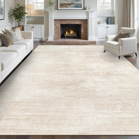 pmtsns Area Rugs 8x10 for Living Room: Washable Rug Modern Abstract Neutral Soft Non-Slip Low-Pile Indoor Large Carpet for Bedroom Dining Room Playroom Home Office (Beige, 8'x10')